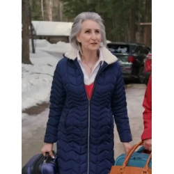 The Christmas Retreat 2022 Lynn Whyte Blue Puffer Coat The Christmas Retreat 2022 Lynn Whyte Blue Puffer Coat