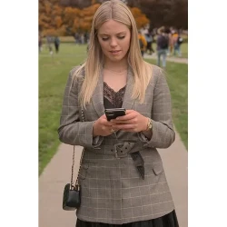 The Sex Lives of College Girls Reneé Rapp Plaid Belted Blazer