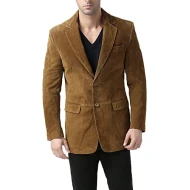 Men Brown Suede Leather Blazer