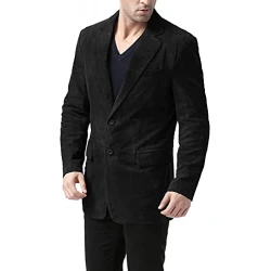 Men Two Button Leather Blazer