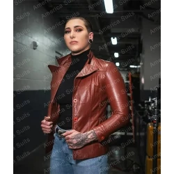 WWE Rhea Ripley Brown Biker Jacket