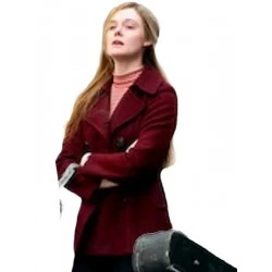 A Complete Unknown Elle Fanning Maroon Coat