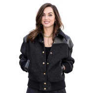 Ana de Armas Black Varsity Bomber Jacket