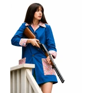 Anne Hathaway The End of Oak Street 2026 Blue Floral Coat 