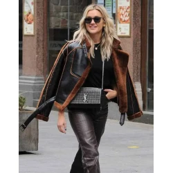 Ashley Roberts Christmas Shearling Aviator Jacket