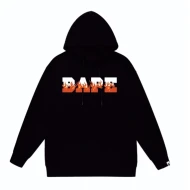 BAPE Flame Print Black Pullover Hoodie