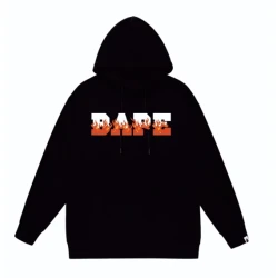 BAPE Flame Print Black Pullover Hoodie BAPE Flame Print Black Pullover Hoodie