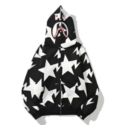 BAPE Shark Black And White Star Hoodie BAPE Shark Black And White Star Hoodie