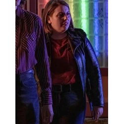 Beanie Feldstein Drive Away Dolls Black Leather Jacket Beanie Feldstein Drive Away Dolls Black Leather Jacket