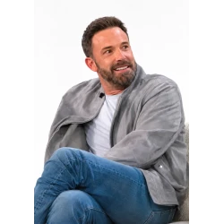Ben Affleck Grey Suede Leather Bomber Jacket 