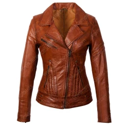 Quilted Biker Leather Jacket For Women