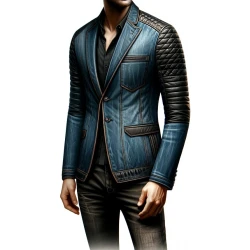Black And Blue Quilted Blazer