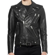 Classic Black Leather Jacket For Men