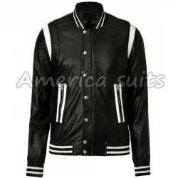 Men Black Leather Bomber Jacket Men Black Leather Bomber Jacket