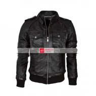 Black Leather Biker Jacket 