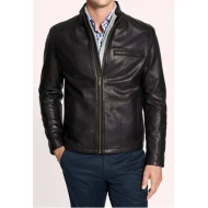 Black Leather Moto Jacket Men