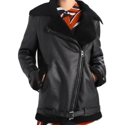 Womens Black Aviator Jacket