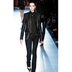 Black Studded Biker Leather Jacket