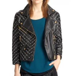 Black Studded Double Zipper Jacket