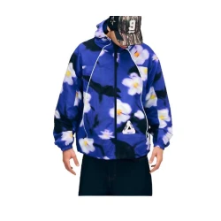 Blue Floral Zipper Streetwear Hoodie