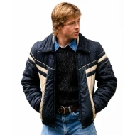 Brad Pitt Black and Cream Puffer Jacket