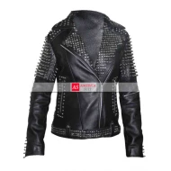 Britney Spears Studded Black Leather Jacket