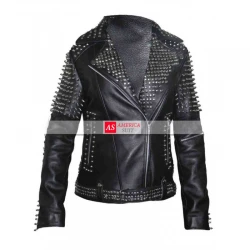 Britney Spears Studded Black Leather Jacket