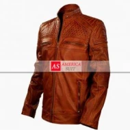 Brown Cafe Racer Style Biker Jacket