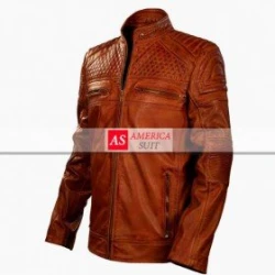 Brown Cafe Racer Style Biker Jacket
