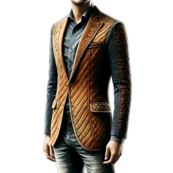 Brown Quilted Leather Blazer