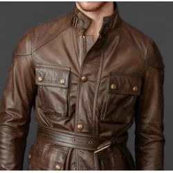 Men's Brown Leather Jacket Waxed