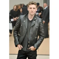 Classic Burberry Style George Barnett Black Leather Jacket