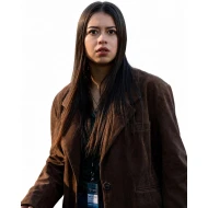 Carrie 2026 Amber Midthunder Brown Suede Blazer