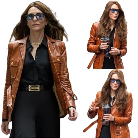 Cate Blanchett Black Bag Kathryn Brown Leather Jacket Black Bag Movie Jacket