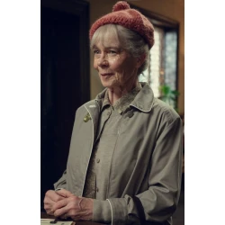 Celia Imrie Thursday Murder Club Gray Jacket
