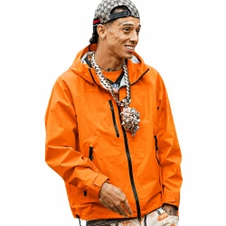 Central Cee Orange Hooded Windbreaker Jacket 