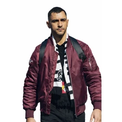 Cesar Mateo Salvador Maroon Bomber Jacket