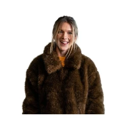 Chloe East Roommates 2026 Brown Faux Fur Jacket
