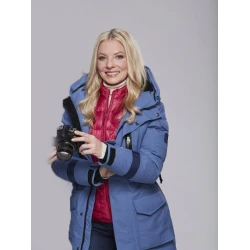 Chloe Love on Iceland Blue Coat