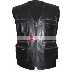 Chris Pratt Jurassic Park Black Leather Vest Chris Pratt Jurassic Park Black Leather Vest