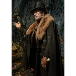 Christoph Waltz Frankenstein Black Shearling Cloak