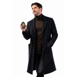 CIA Tom Ellis Black Wool Trench Coat
