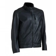 Mens Black Ribbed Leather Jacket