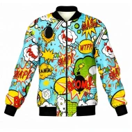 Comic Book Pop Art Sky Blue Bomber Jacket