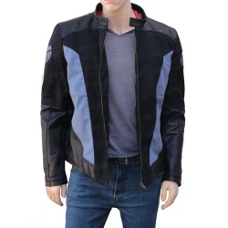 Cotton Jacket With Leather Sleeves