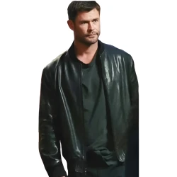 Chris Hemsworth Crime 101 Bomber Leather Jacket Chris Hemsworth Crime 101 Bomber Leather Jacket