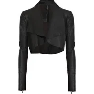 Womens cropped leather biker jacket