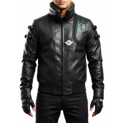Cyberpunk Night City Samurai Bomber Leather Jacket Unisex