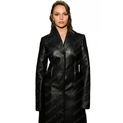 Dafne Keen Black Leather Coat