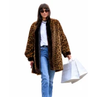 Dakota Johnson Leopard Print Faux Fur Coat